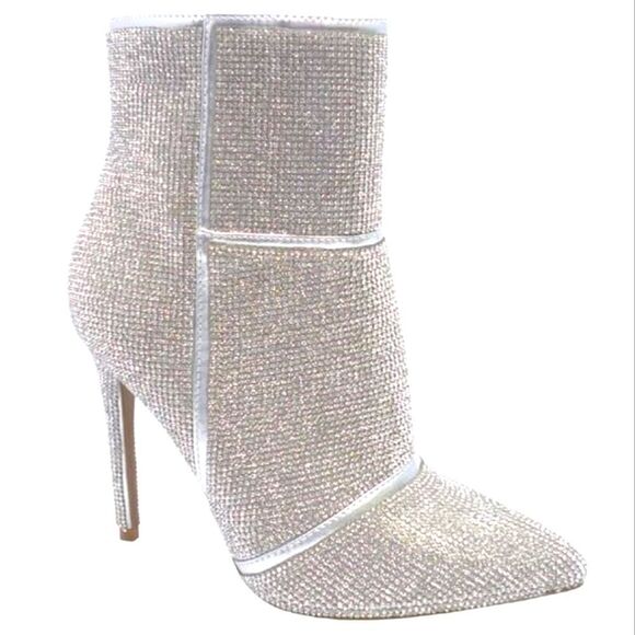 Wild Diva Lounge Giselle Rhinestone Ankle Stiletto Boot - Picture 2 of 5